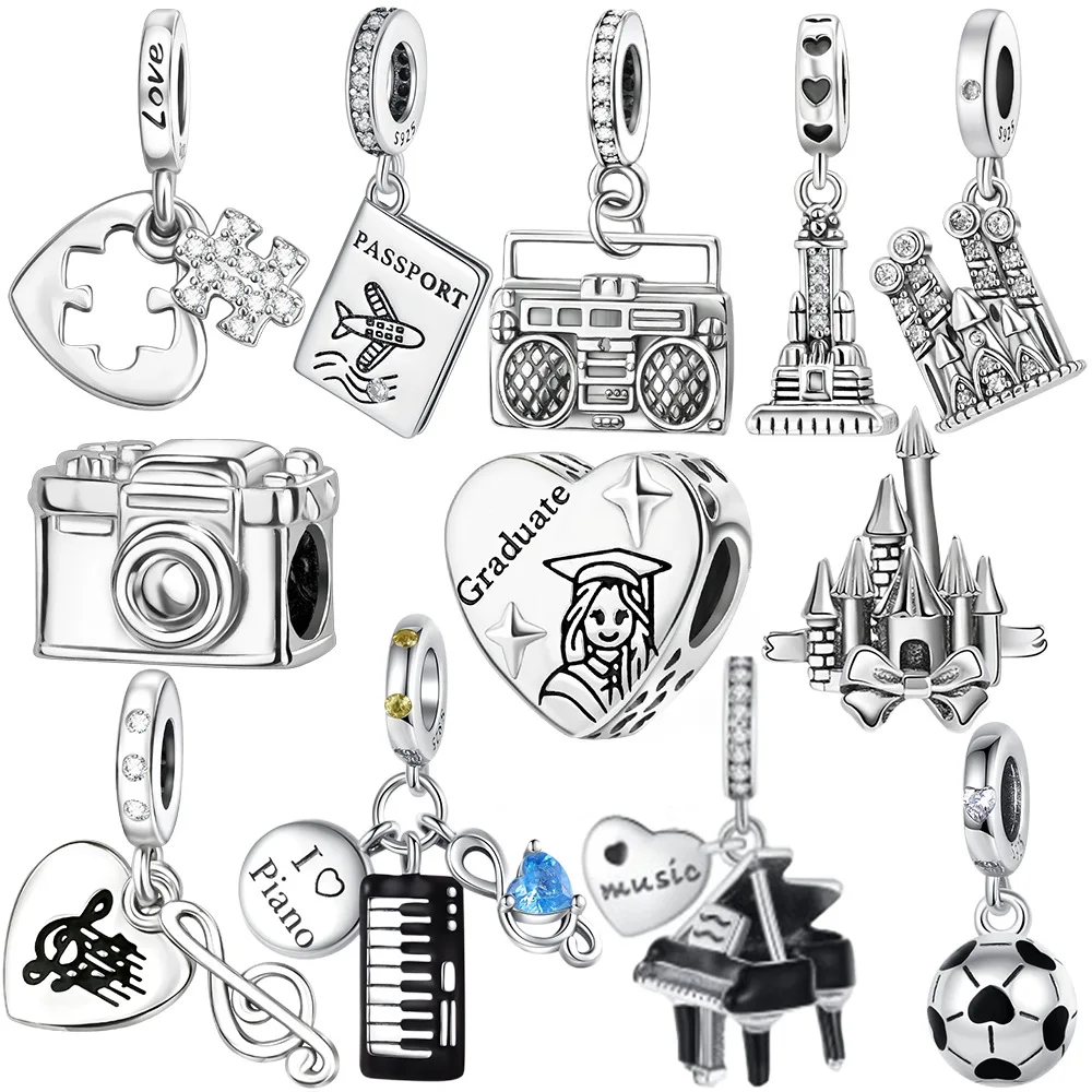 

925 Sterling Silver Soccer Ball Charm Beads Fit Original Bracelets Bag Keychain Charms Beads Pendant Diy Women Jewelry Gift