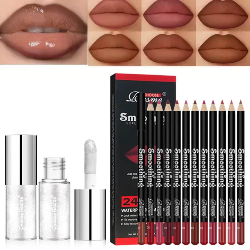 Ensemble de crayons à lèvres transparents, 4 couleurs, brillant, hydratant, liquide imperméable, bouche rouge
