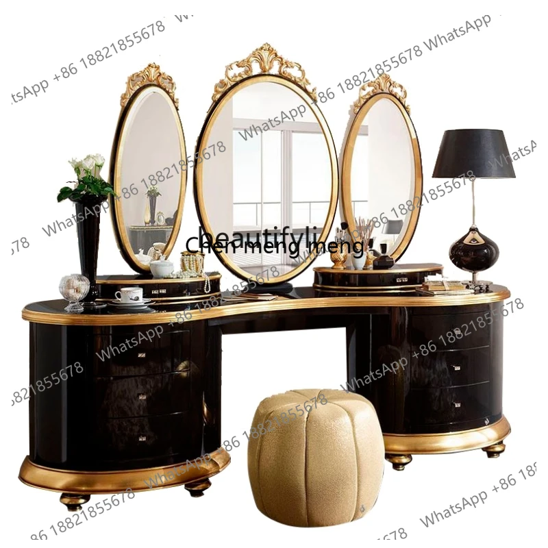 French light luxury luxury dressing table master bedroom dressing table new European engraved paint makeup table
