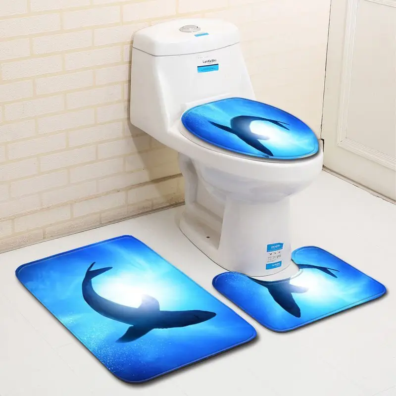 

3-Piece Set: Creative Modern Toilet Mat, Doormat & Bathroom Rug Anti-Slip, Fall-Proof Doormat