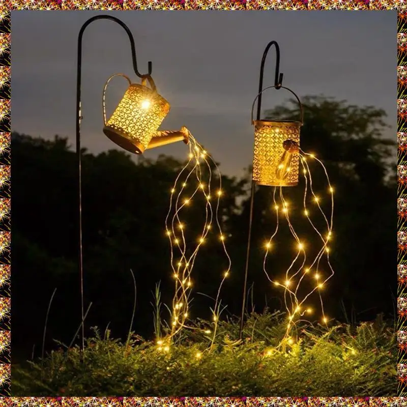 BTCL-luces solares para regadera, cadena de luces para hervidor de Metal Vintage, guirnaldas de luces LED impermeables para jardín Solar al aire libre