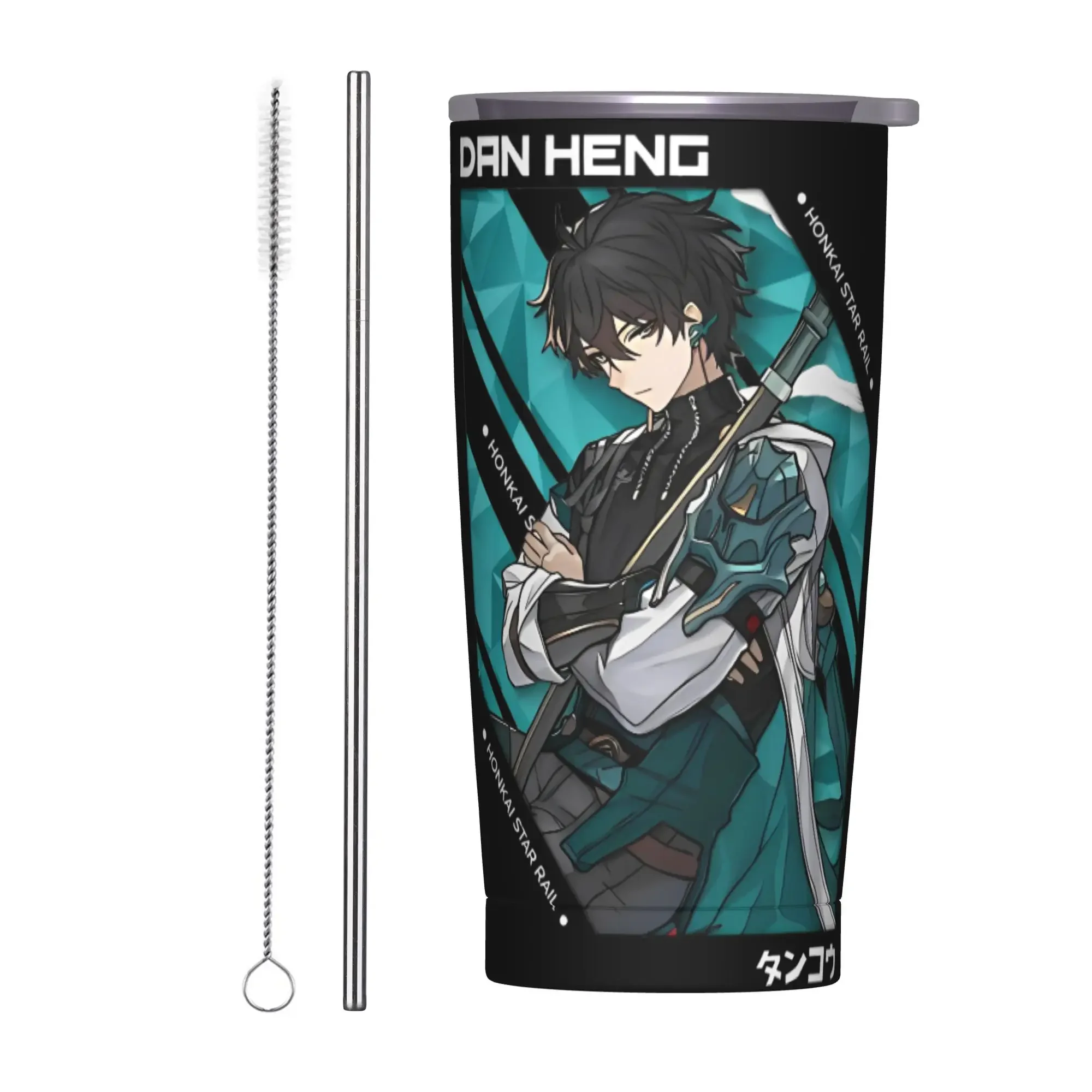 Dan Heng Honkai Star Rail Tumbler Vacuum Insulated Game Anime Thermal Cup Stainless Steel Outdoor Mug Water Bottle, 20oz