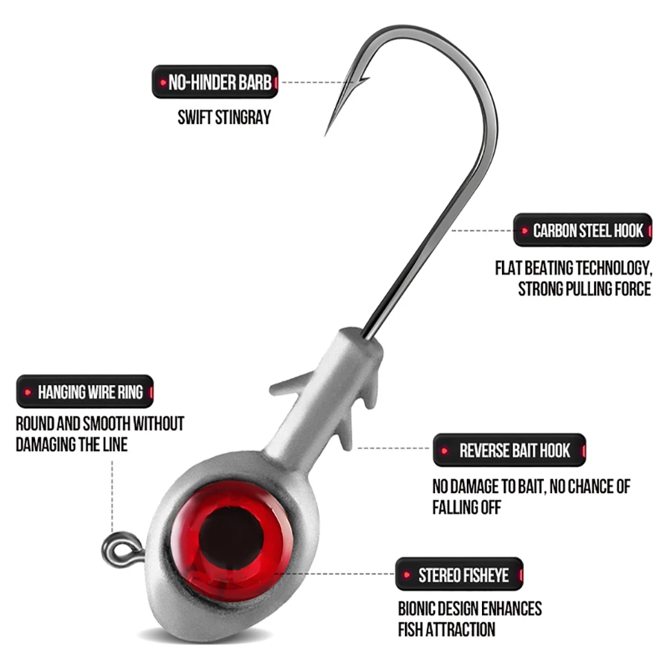 Walk Fish Jig Head ojo grande – Anzuelo antidesenganche para mar - imagen 4