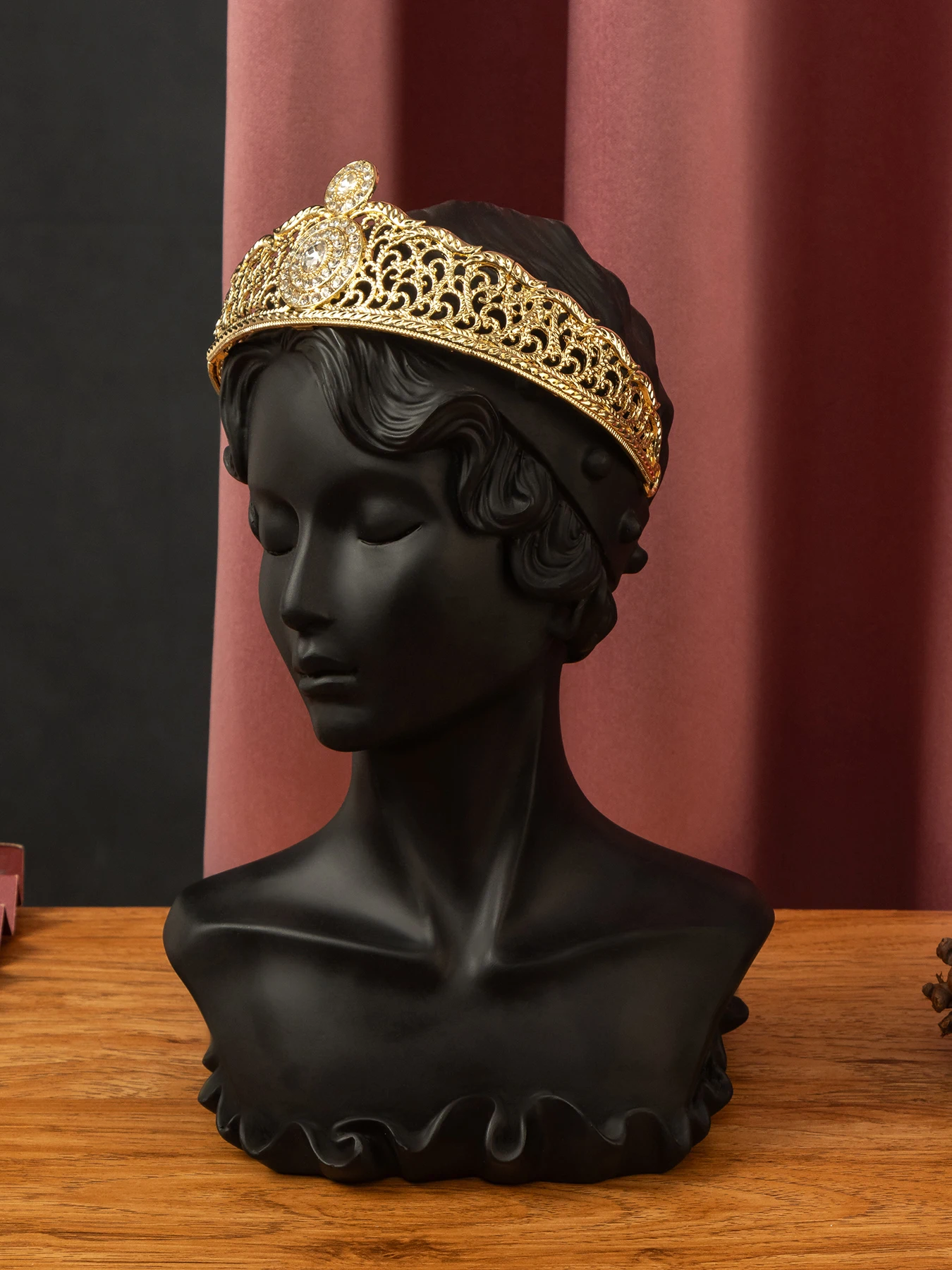 

Algerian Style Gold Bride Wedding Crown Gold-Plated Cutout Inlaid Carving Craft Arabic Traditional Holiday Wedding Dress Head