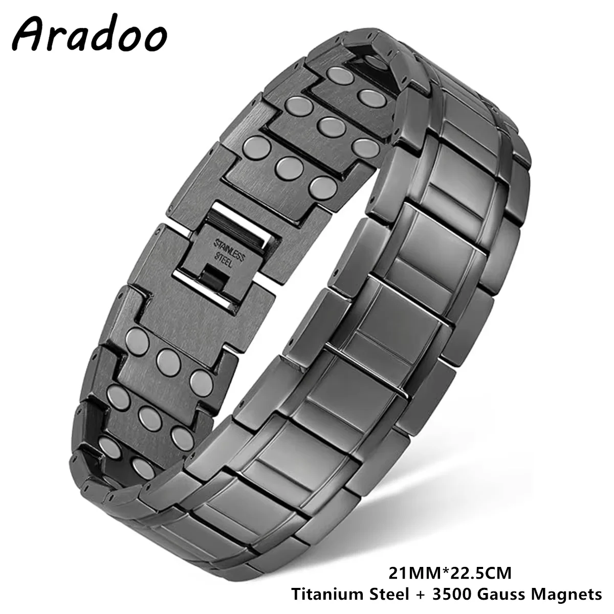 ARADOO Classic Titanium Steel Bracelets 3X Ultra Strenth Neodymium Magnets Health Magnetic Therapy Copper Link Bracelet