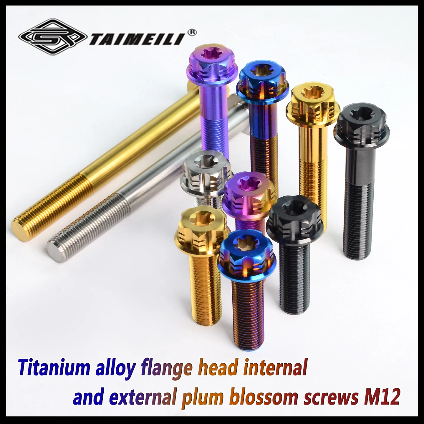 TAIMEILI GR5 1PCS Titanium Alloy Internal and external plum blossoms Torx Flange Bolts M12X25mm-120mm p1.25/1.5 Lightweight