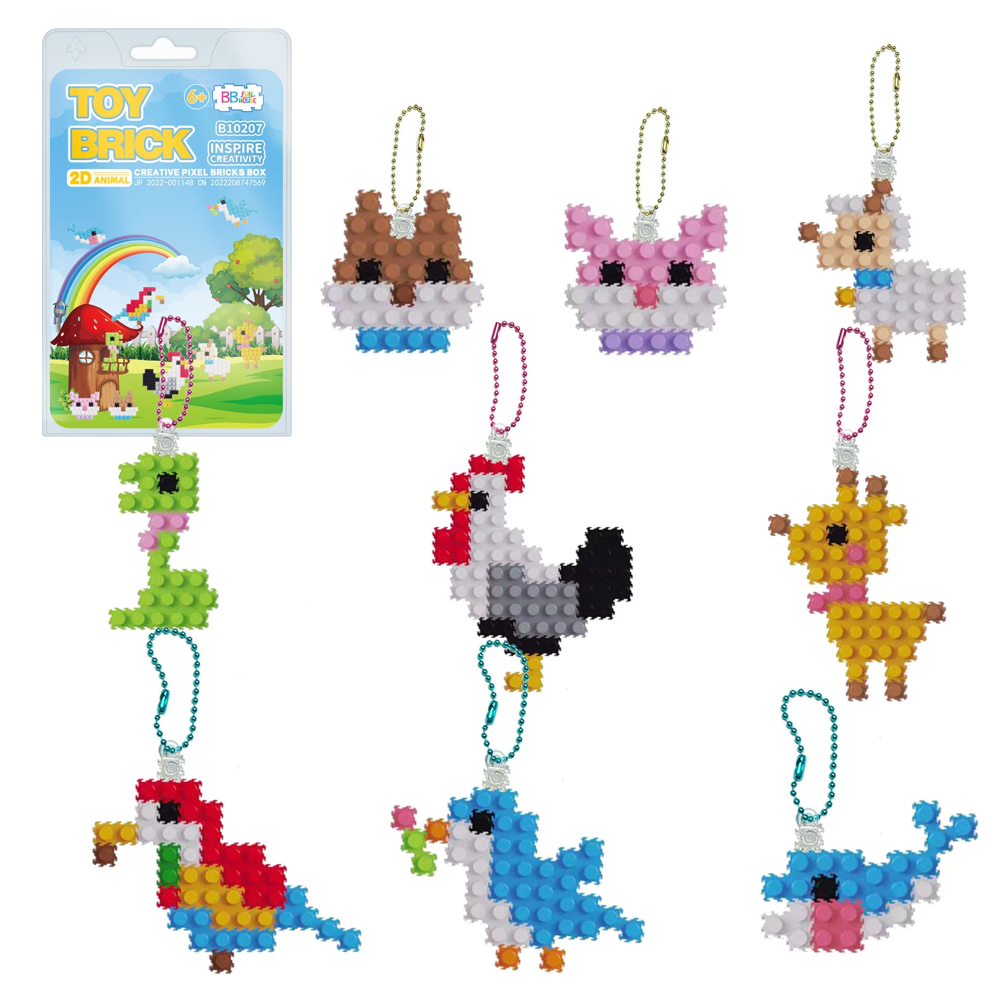 

BB FUN HOUSE 2D Mini Building Blocks Toy Set 9 in 1 Packs Animal Micro Pixel Art Puzzle Bricks Set Cute Interlocking Building