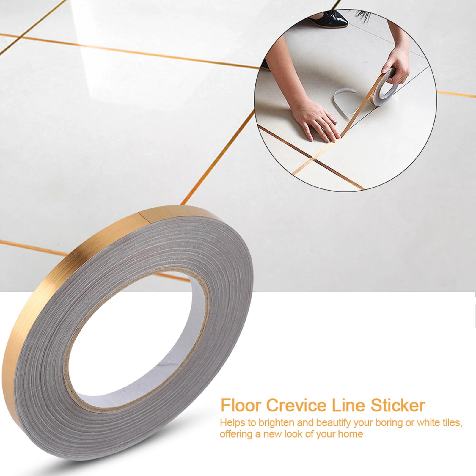 Self Adhesive PET Floor Crevice Foil Sticker Waterproof Tile Gap Line Decal Home Ground Corner Seam Tile Decorative Stickers