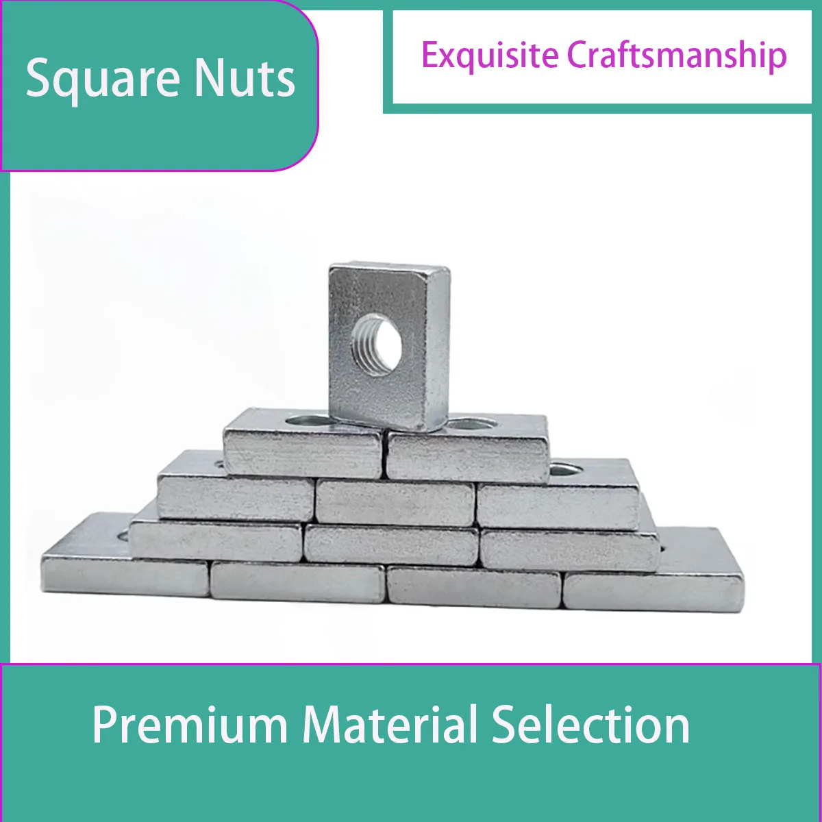 Zinc-Plated Carbon Steel Square Nut M3-M8 Rectangular Thin Slider Block Nuts Aluminum Profile Accessory Fastener Hardware