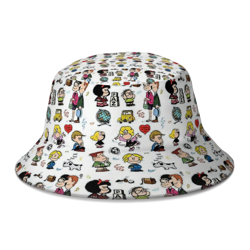 Mafalda Miguelito Comic and Her Characters Bucket Hat Outdoor Sunscreen Printed Sports Leisure Fisherman Cap