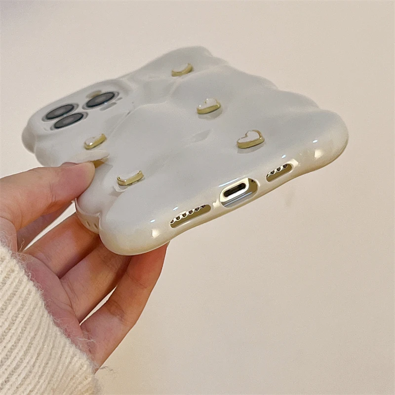 Cute 3D Solid Small Love Heart Phone Case for Women Soft Cover for Girl Protective Funda for iPhone 14 12 13 Pro Max 11