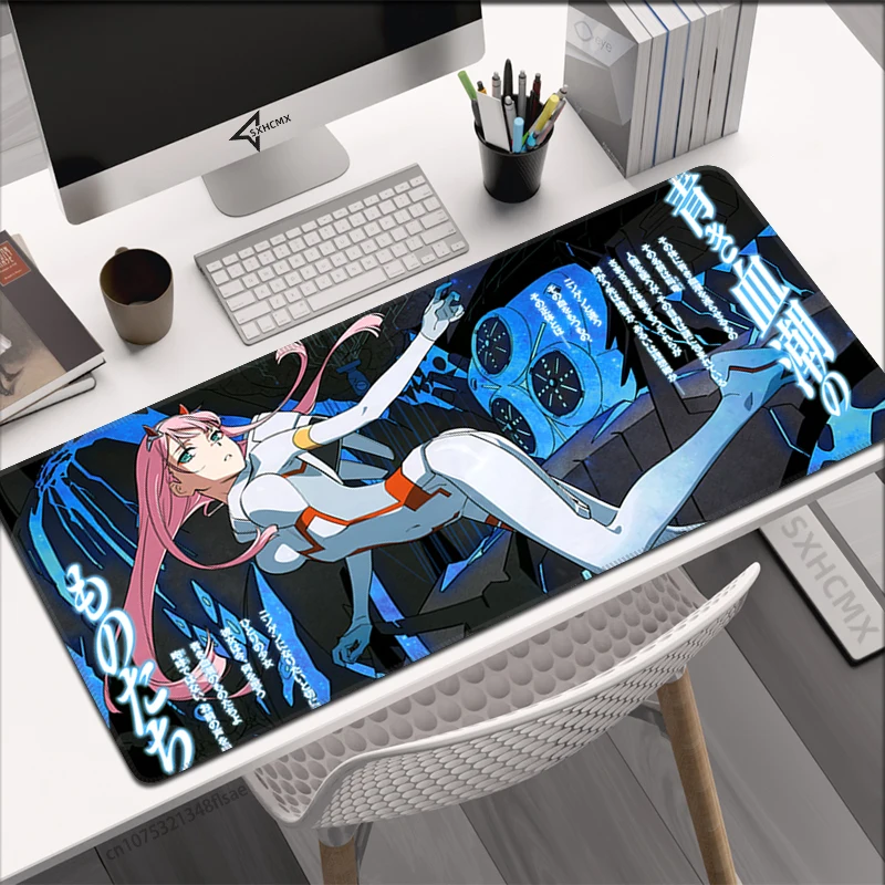 Gaming Mouse Pad Anime Darling in The Franxx Kawaii Girl Zero Two Computer Accessories Stitch Edge Natural Rubber Keyboard Mat