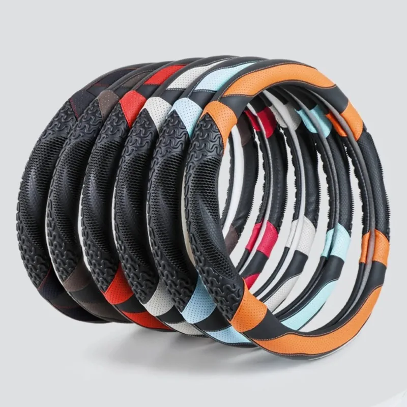

PU Leather Car Steering Wheel Cover 38cm Universal Steering Wheel Covers Car Accessories Interior Non Slip Handle Cover O/D Type