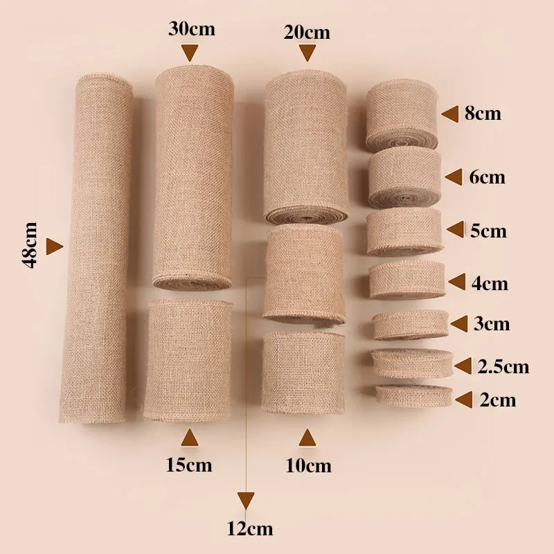 1Meter Natural Jute Fabric Burlap Vintage Handwork Crafts Hemp Ribbon for Diy Gift Wrapping Projects Wedding Home Decor