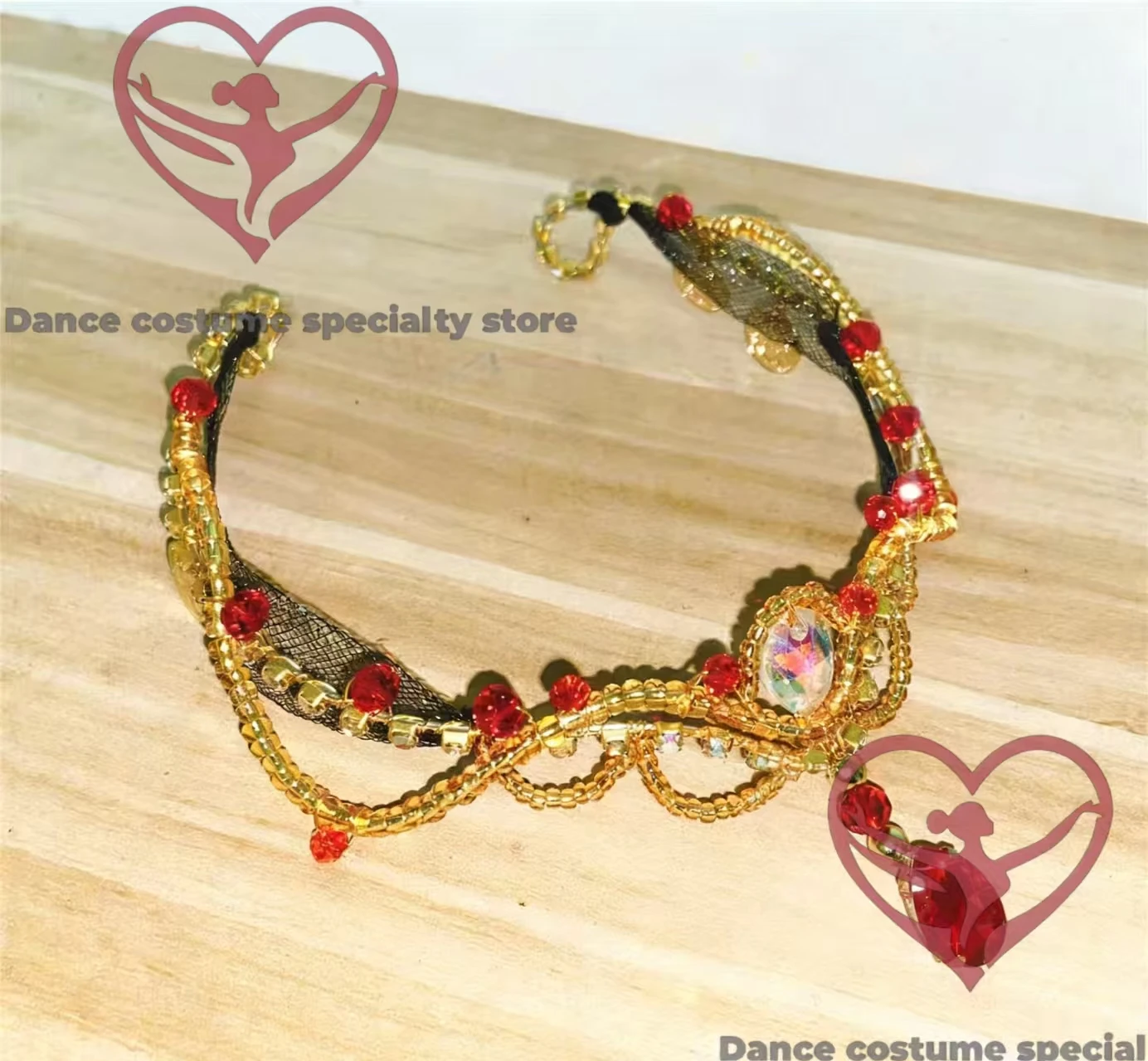 

Повязка на голову с красной тиарой для балета — аксессуар для волос на тему Эсмеральды, полностью профессиональная ручная работа на заказ