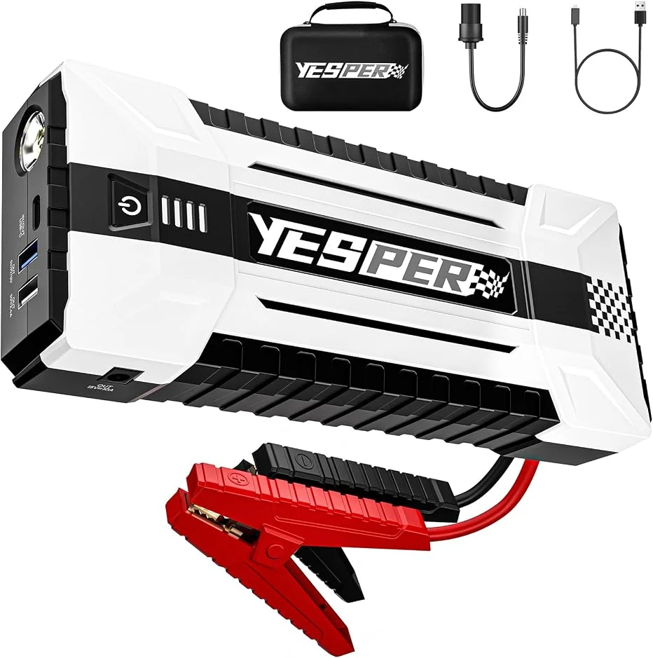 YESPER 4120A 26800mAh Jump Starter Portable, 12V Car Booster Pack with Case & Cables, Safe Spark-Proof for All Gas & 10L Diesel