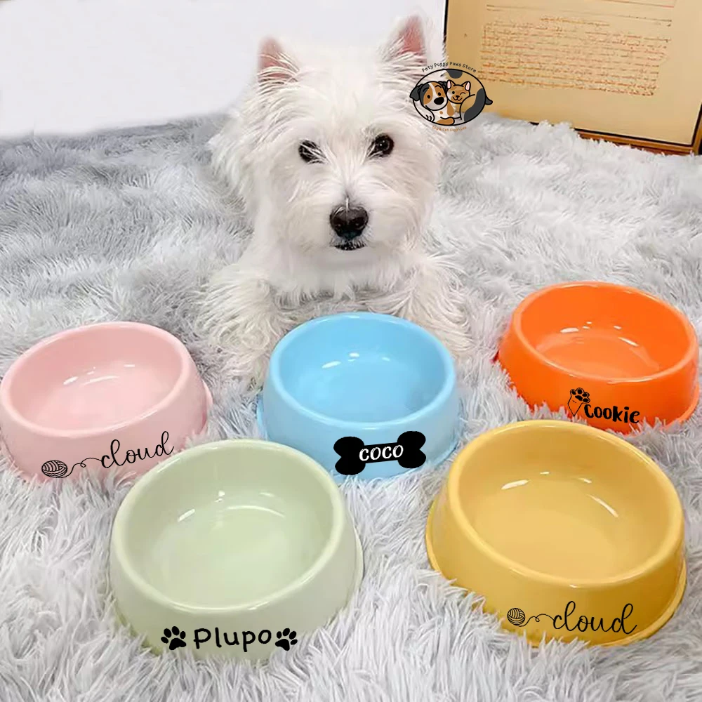 Custom Plastic Dog Bowls with Pet Name, Non-Slip, Christmas, Birthday Gifts for Pet,Personalized Pet Bowl, Feeder for Dog or Cat