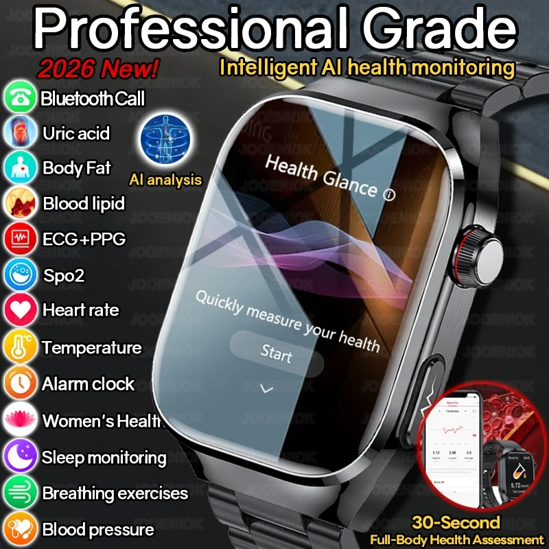 

2026 New Health Care Smart Watch Men Women Blood Oxygen Blood Pressure Five-Organ Monitoring Professional-Grade ECG Smartwatch