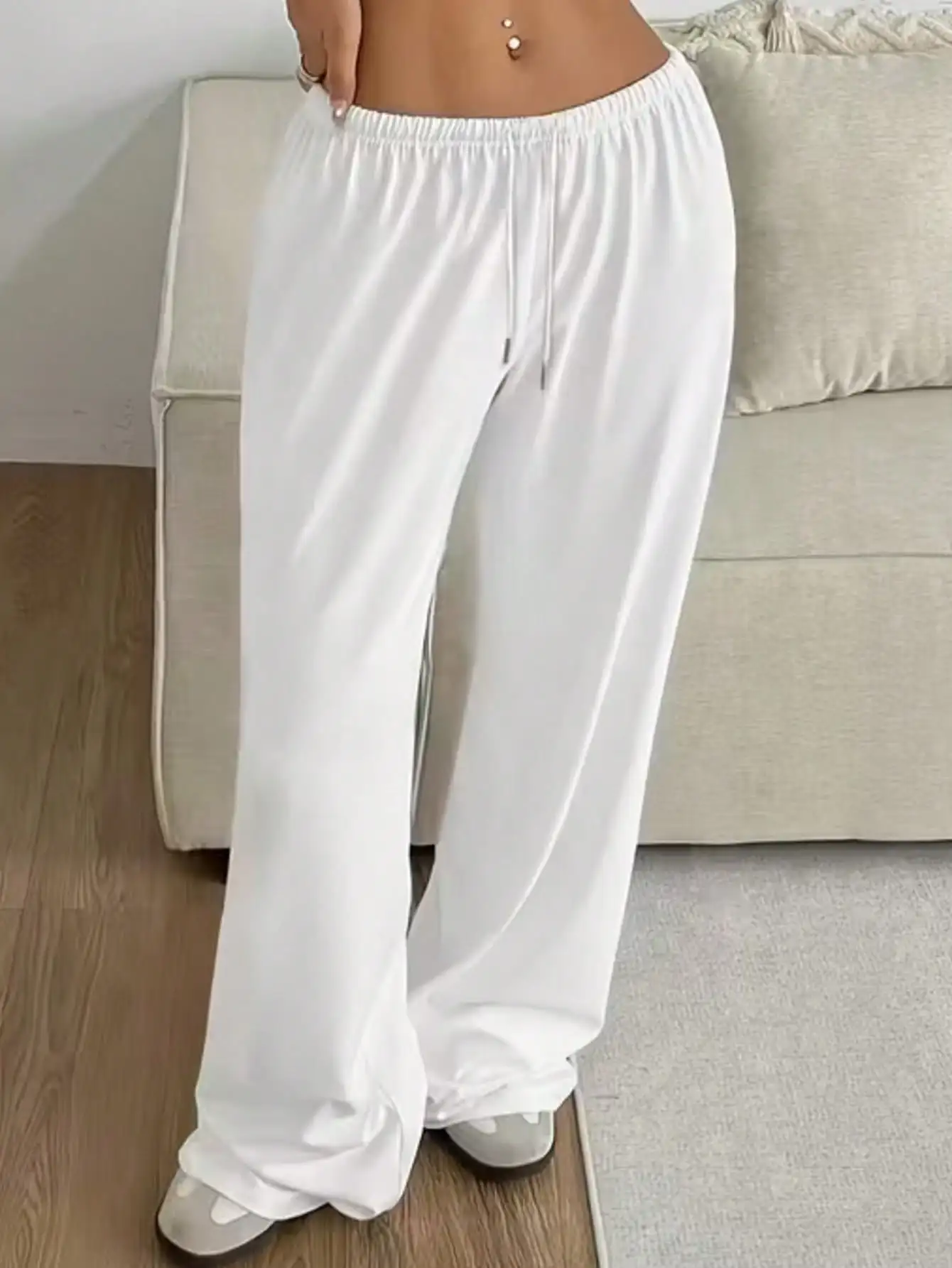 2026 Damen Casual Ganzjahres-Laufhose - Bequeme, lockere, einfarbige Hose mit Kordelzug und elastischem Bund, weites Bein – Detail 11