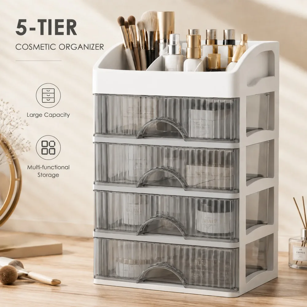 4-Drawer 4-Drawer Clear Makeup Organizer Large Capacity Cosmetic Storage Box Desktop Vanity Holder for Lipstick Skincare Bathroom Dresser - Aliexpress Deal
