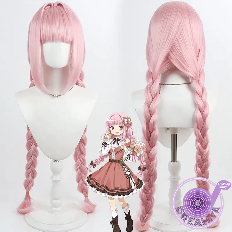 Tamaki Iroha Cosplay Wig Puella Magi Pink Long Braided Heat Resistant Synthetic Hair Halloween Party Role Play Carnival +Wig Cap