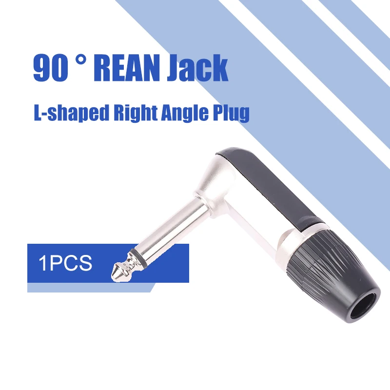 Conector REAN 6,35mm TS TRS 90 ° Enchufe de ángulo recto en forma de L estéreo/mono 2 3 polos 6,5 1/4 micrófono guitarra Audio NYS207 208