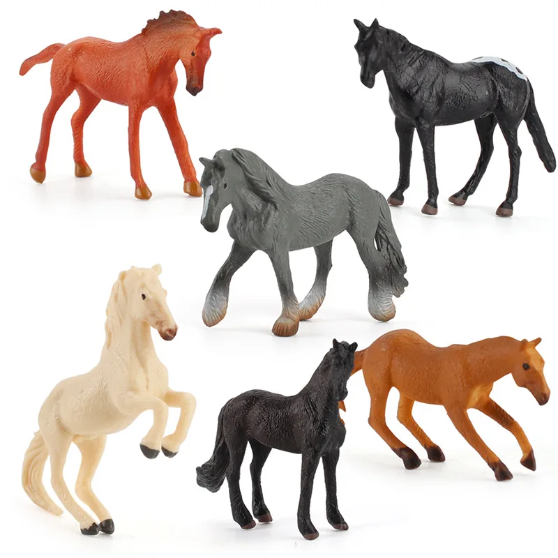 Fake Pony Horse Model Wildlife Arabian Stallion Black White Horse Animal Solid Mannequin Home Decor Decoration Miniatures