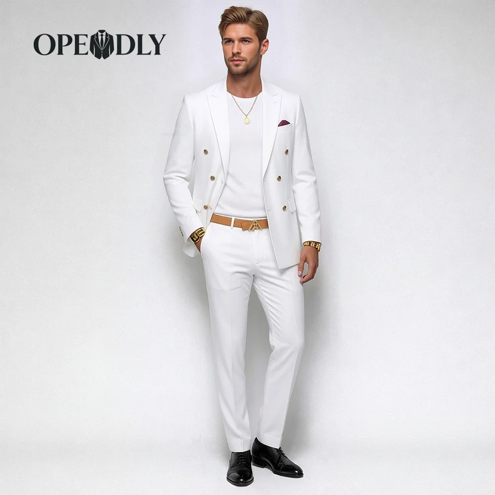 

OPEODLY Men's Slim Fit 3 Piece Tuxedo Suit One Button Blazer Jacket Vest Pants Set for Formal Wedding And Business Occasions