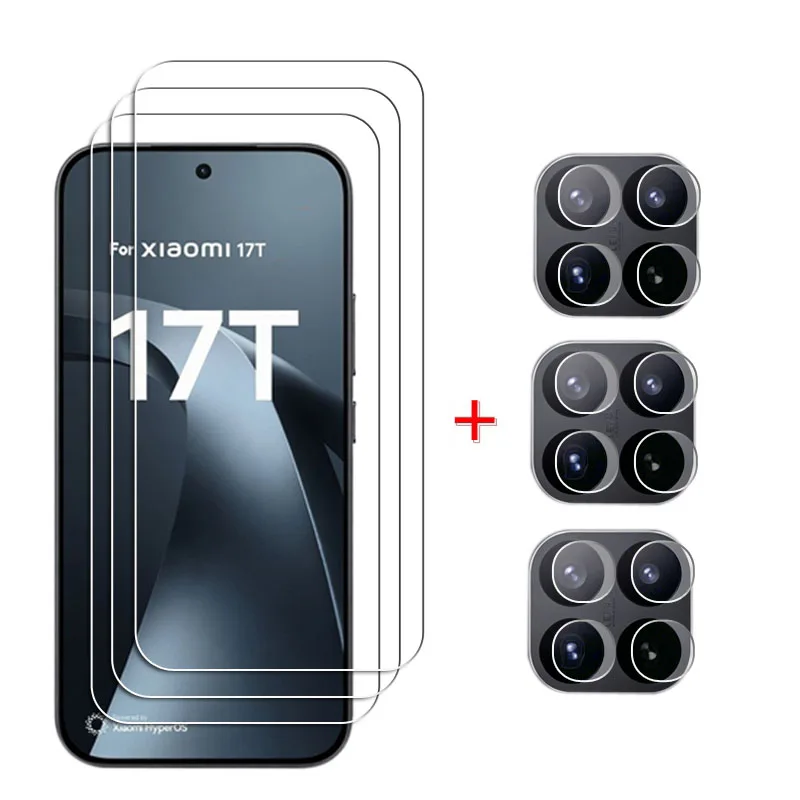 Vollflächiges Glas für Xiaomi 17T, gehärtetes Glas Xiaomi 17T Pro, Displayschutzfolie, Schutzfolie für die Handykamera, Xiaomi 17T Glas