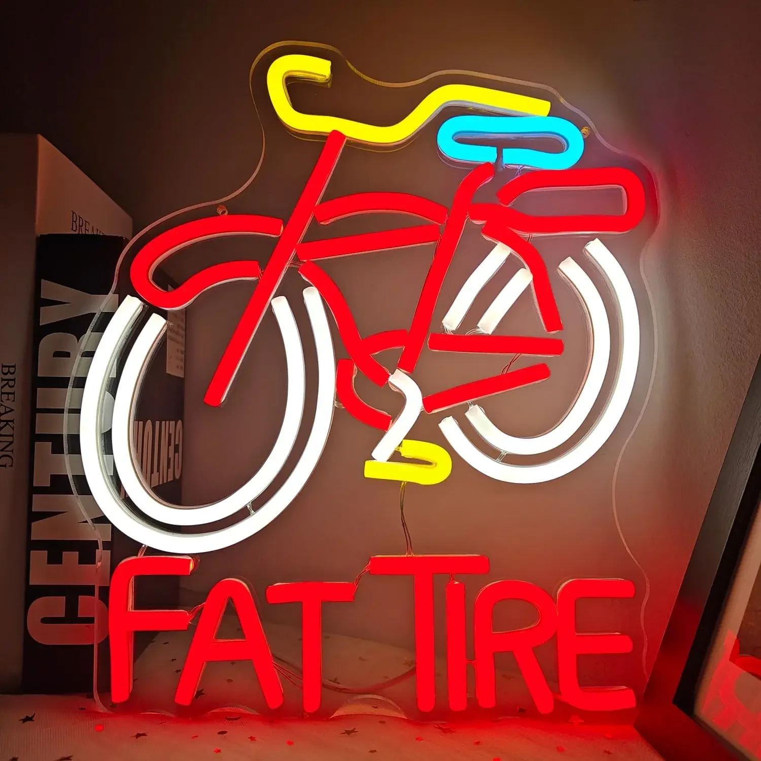 LED Fat Tires Neon Sign Beer Neon Light Sign for Wall Decor USB Powered for Man Cave Bar Pub Business Club Party Garage Gift