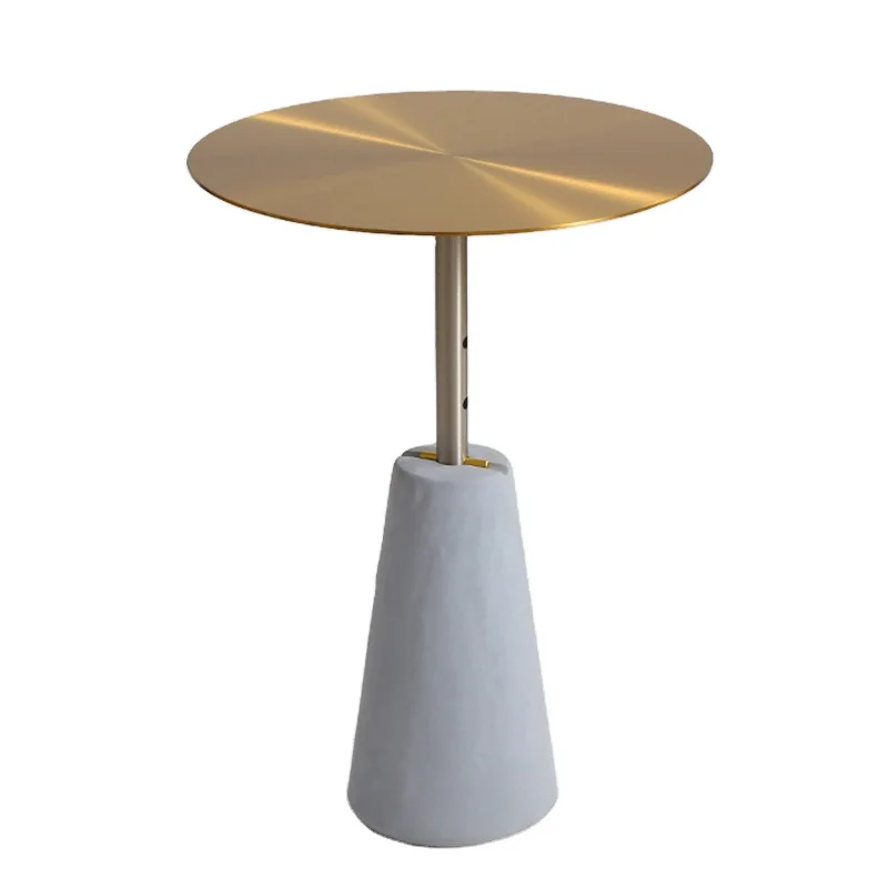 

！@Wholesale Furniture New Design Luxury Gold Modern Marble Top Round Side Coffee Table