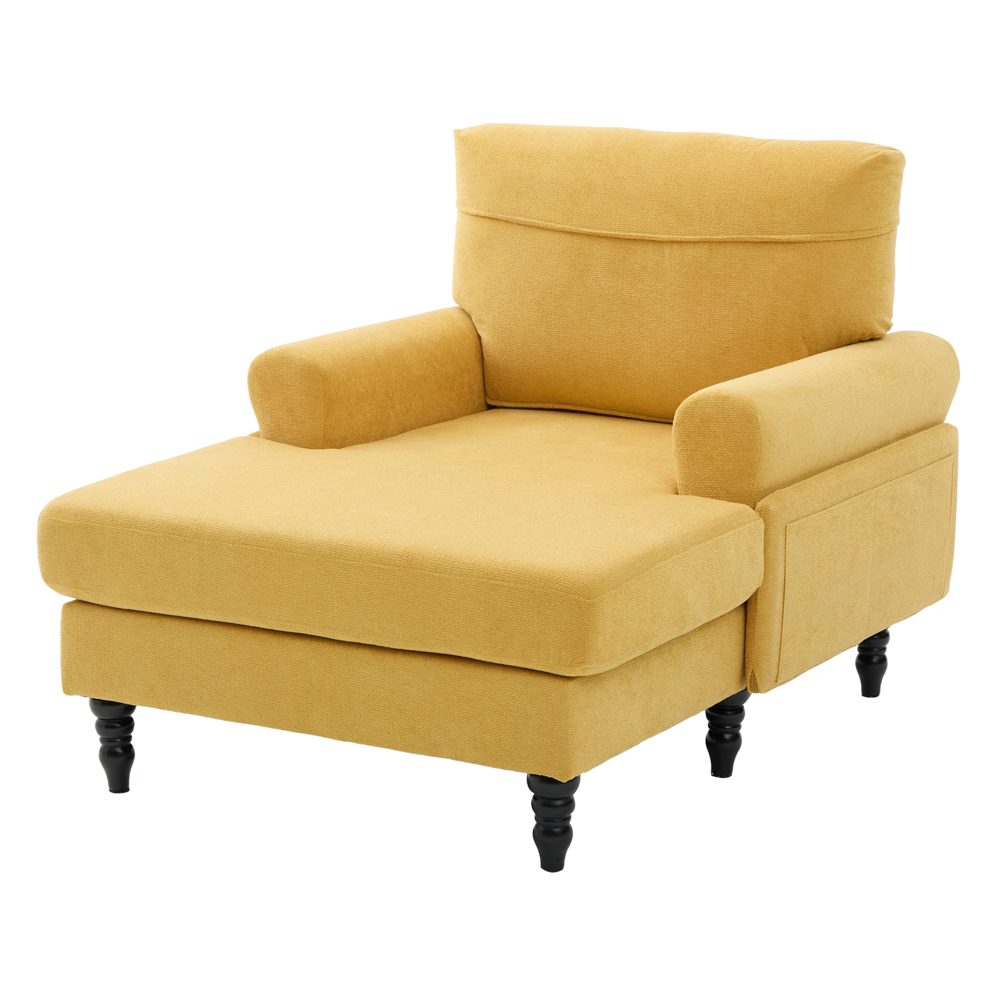 Moderner minimalistischer Samt-Loungesessel, Schlafzimmer-Einzelsofa mit Holzbeinen, bequemer Rückenlehne und Armlehnen – Detail 27