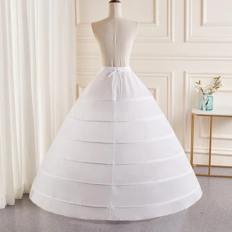 Bride Wedding Dress Petticoat Long 6 Hoops Crinoline Underskirt Bottom For A Swollen White Ball Gown Skirt Party Dresses Cosplay