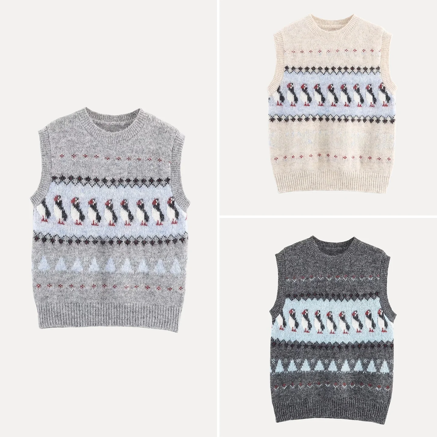 

2025 Autumn New Sle Women's Knitted Vest Versatile Sweet Tassel Weave Daily Wear Commute round Ne No Button Stripe Pattern