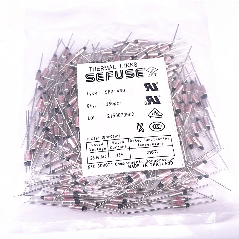 

(250 шт.) SF214R0 Металлический предохранитель с термозащитой 214R0 216 градусов 15 А 250 В 216 ℃ C2152 для автоматического выключателя