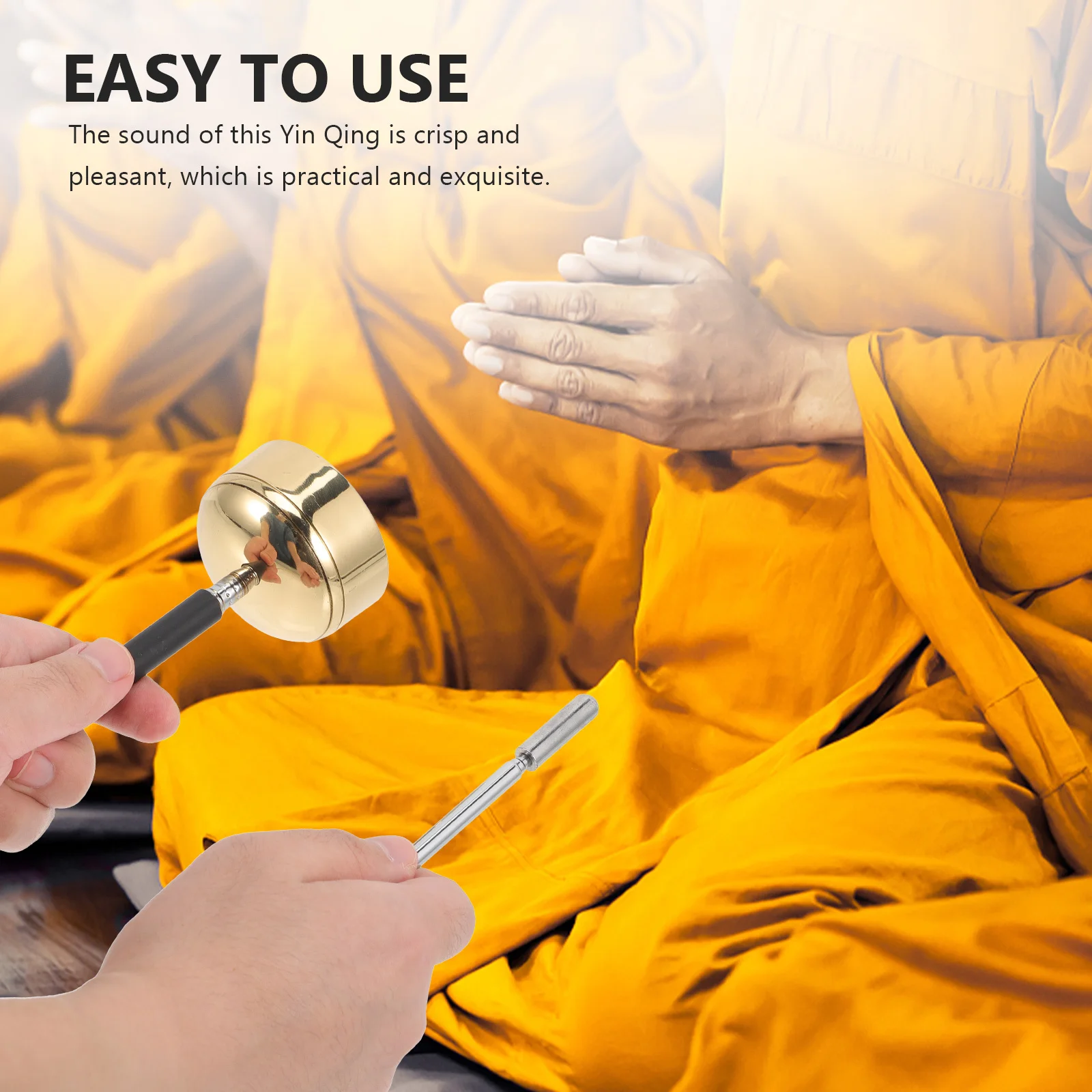 Messing Yin Qing Tempel Ritual Ware Langlebiges buddhistisches Instrument Knackiger Klang Meditationsglockenspiel Dekoratives Bastelgeschenk