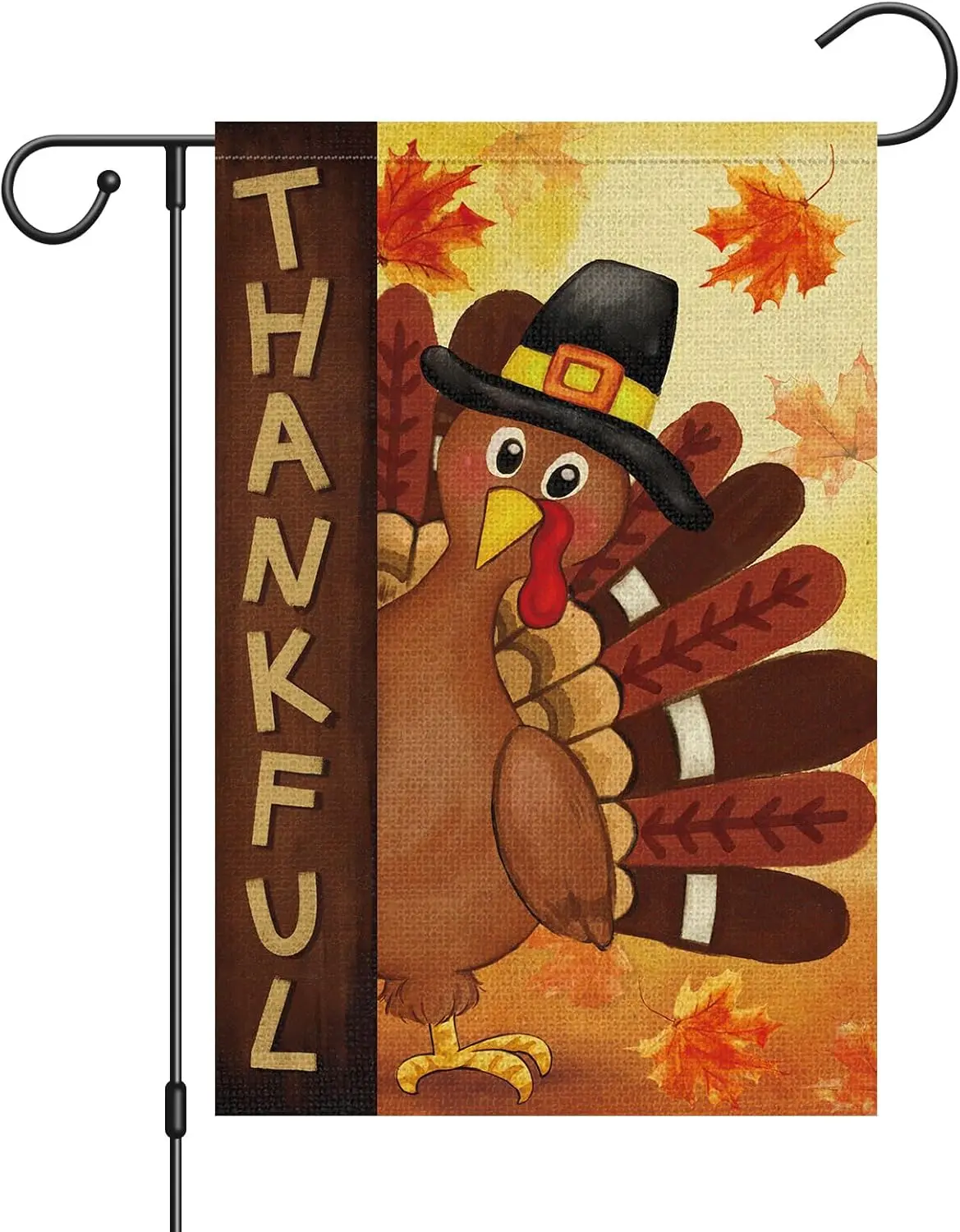 Turkey Thanksgiving Garden Flag 12x18 Inch Double Sided, Burlap Thankful Garden Flag Thanksgiving Fall Harvest Yard Outdoor  zzo