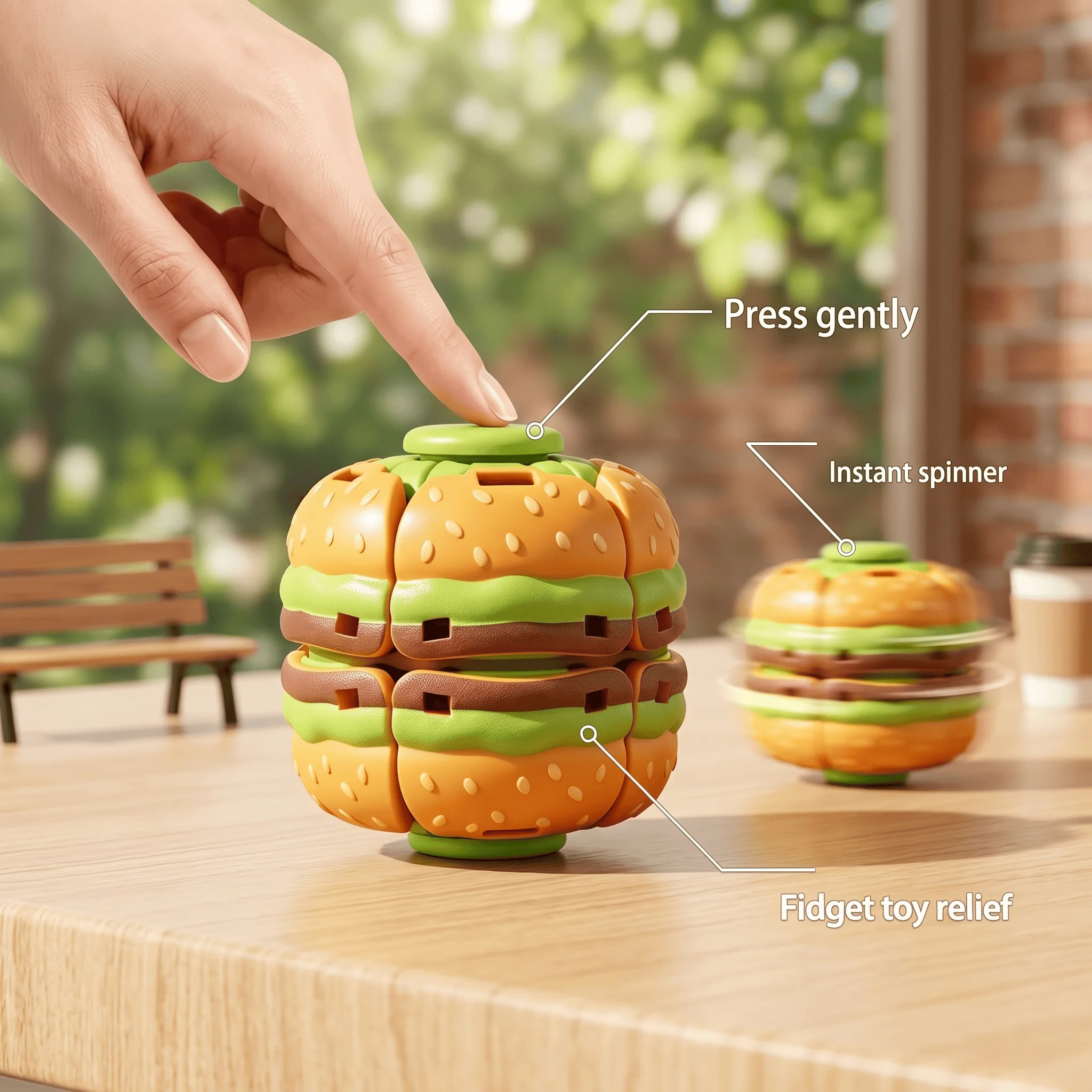 3D Printing Table - 3D Printed Hamburger Fidget Spinner Toy