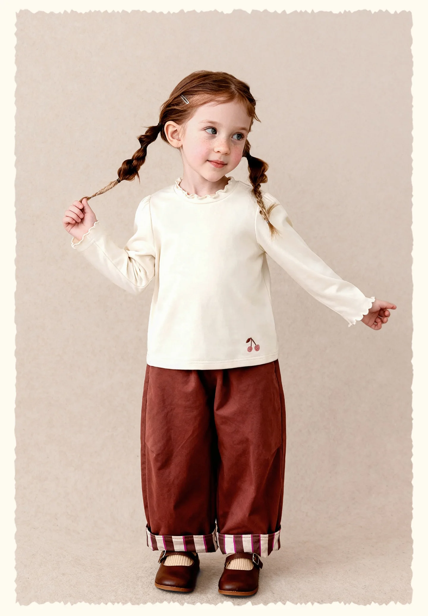 Amila 2026 Herbst Neue Kinder Mädchen Rüschen-Langarm-T-Shirt Romantische Rüschen Mehrschichtig Süß Niedlich Alltagstaugliches Vielseitiges Oberteil – Detail 20