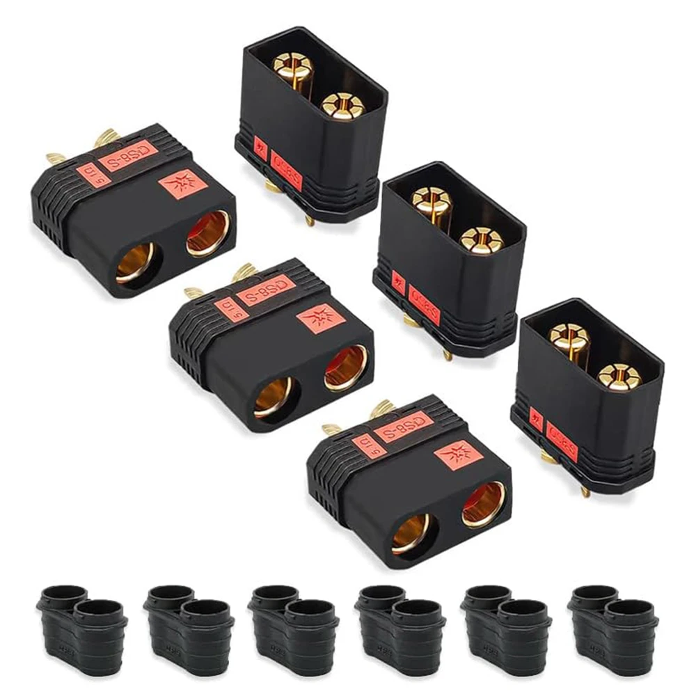 3 Pairs SoloGood QS8 Plug High Current Anti-Spark Black Connector Male and Female for FPV Drone RC Car Battery Charger Plug