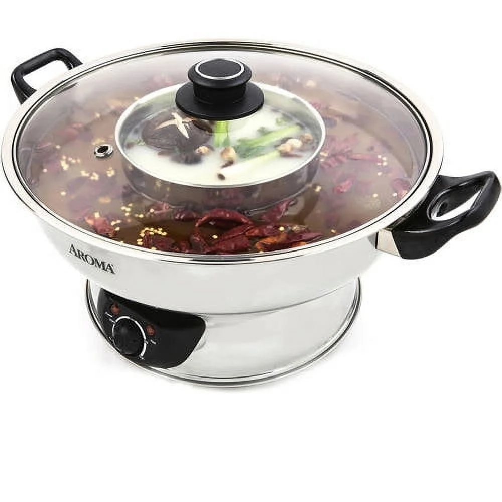 5Qt الكهربائية شابو شابو إناء/ قدر الفولاذ المقاوم للصدأ 1500 واط قابل للتعديل درجة الحرارة غطاء واضح للإزالة غسالة صحون آمنة الأسرة المثالية