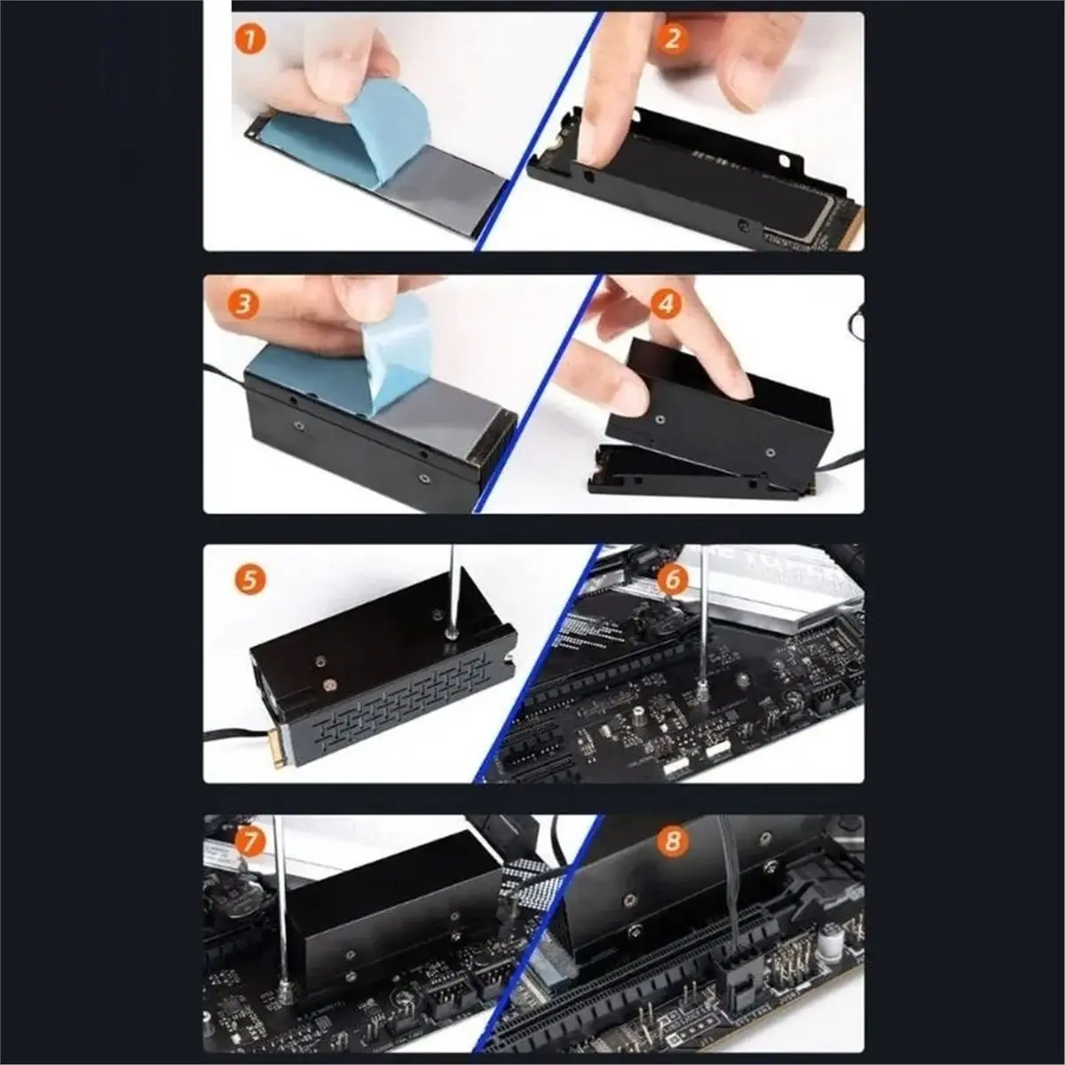 Multi-use Gear Whale M.2-2 Digital Dual Heat Pipe Heatsink M.2 2280 NVMe SSD Cooler with Thermal Pad Computer Accessories