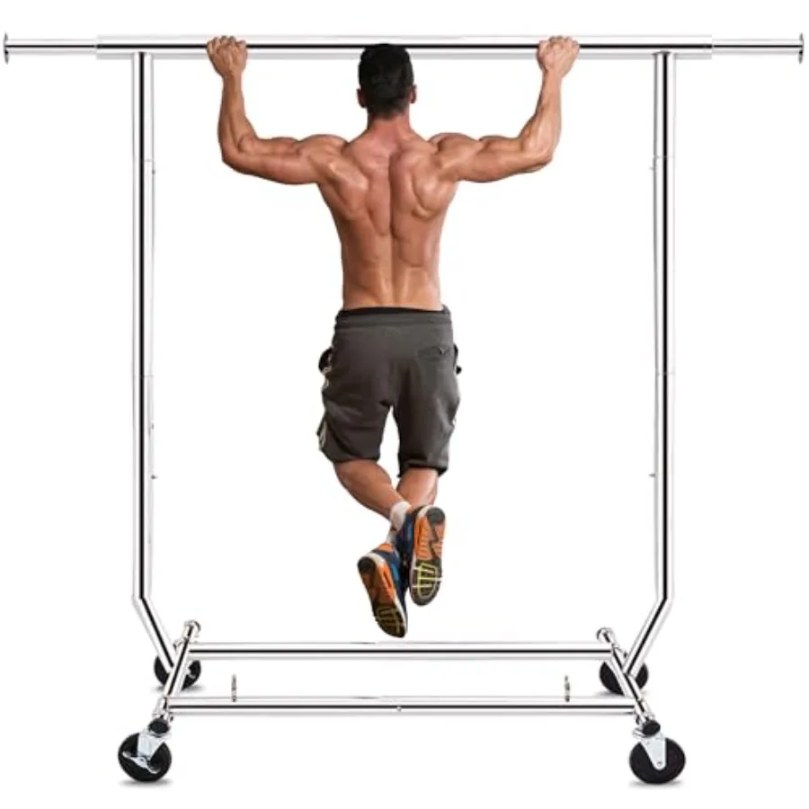 

Стойка для одежды на колесиках, портативная вешалка для одежды с блокируемыми колесами, коммерческая, сверхпрочная, для гаражей/складов