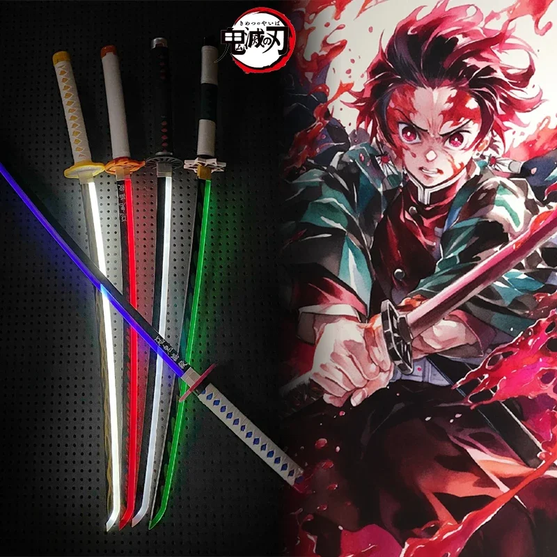 

Светящийся Demon Slayer Katana Anime Kimetsu No Yaiba Tanjirou, реквизит для косплея, меч, реальный размер, японская катана, самурайская сабля, детская игрушка