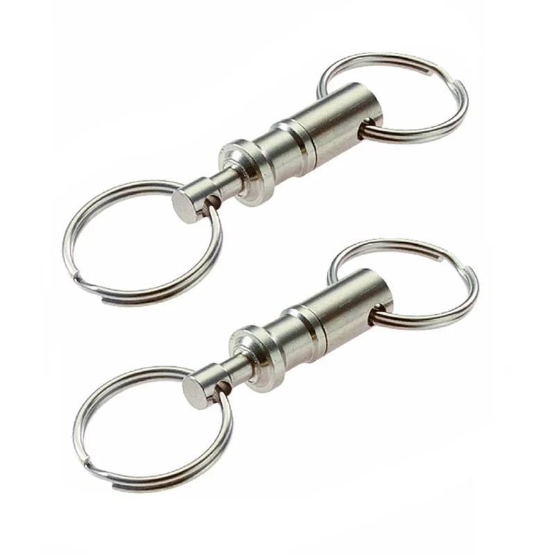 1pcs Removable Keyring Quick Release Keychain Dual Detachable Key Ring Snap Lock Holder Steel Pull-Apart Key Rings