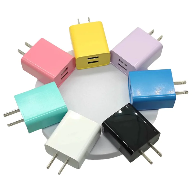 Macron Multicolor Dual Port USB Wall Adapter Fast Charging Compatible with iPhone 16 pro Max/16 Pro/16 Plus/16/15 pro Max/1