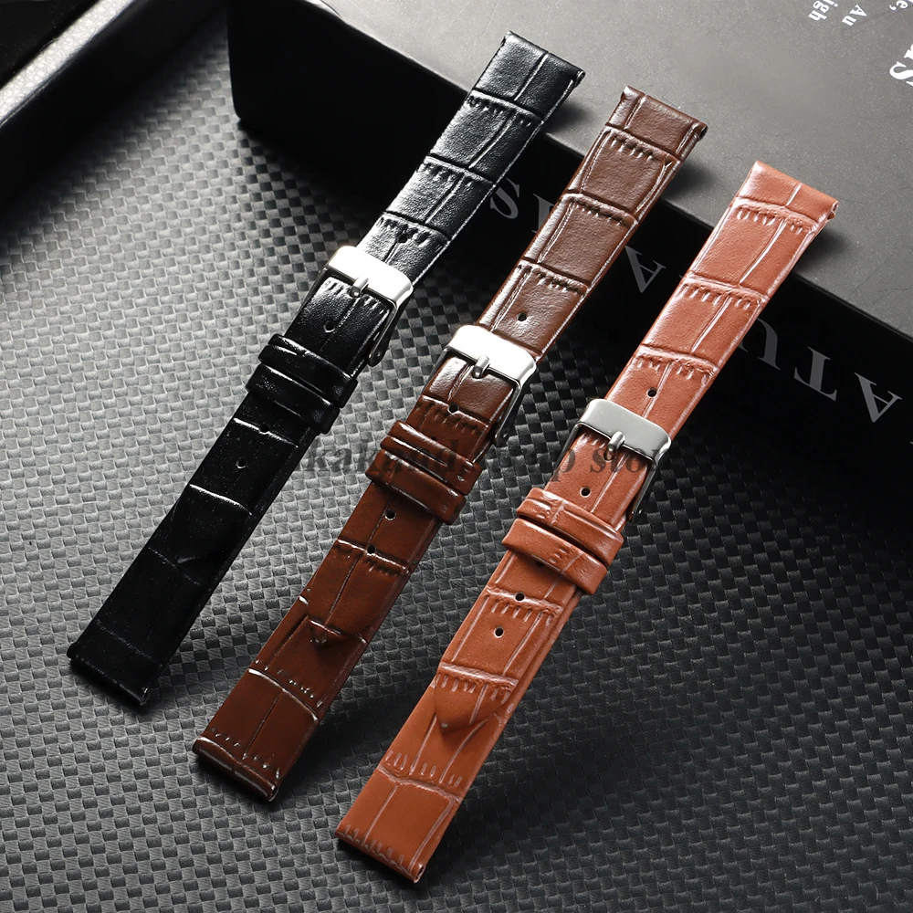 8mm 10mm 12mm 14mm 16mm Bamboo Joint Pattern Leather WatchBand for Seiko for Omega Bracelet Ultra-thin Universal Women Men Strap