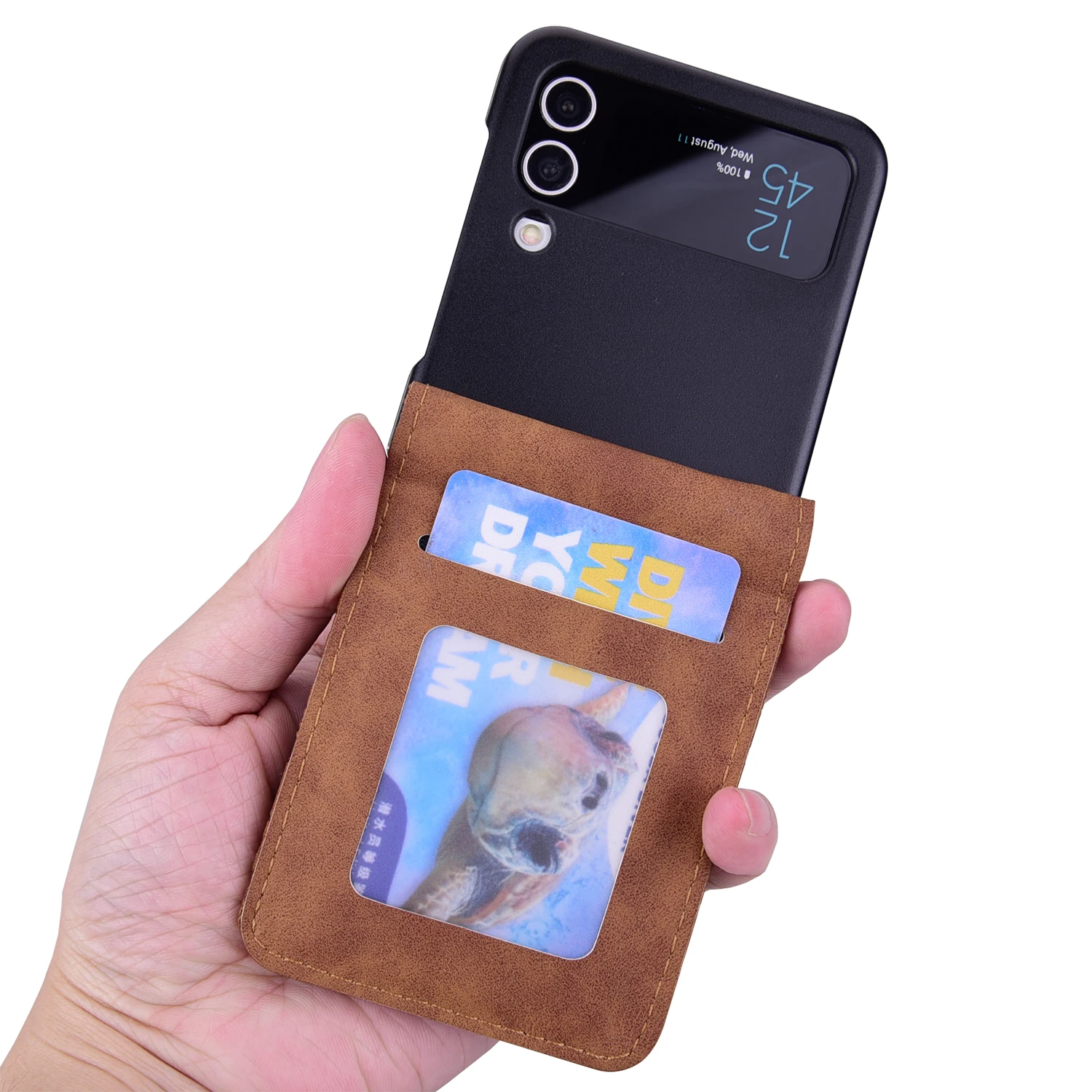 Wallet Card Holder Leather Phone Case for Samsung Galaxy Z Flip 5 4 3 5G Flip4 5G Flip3 Matte Feeling 3D Embossing Cover Fundas