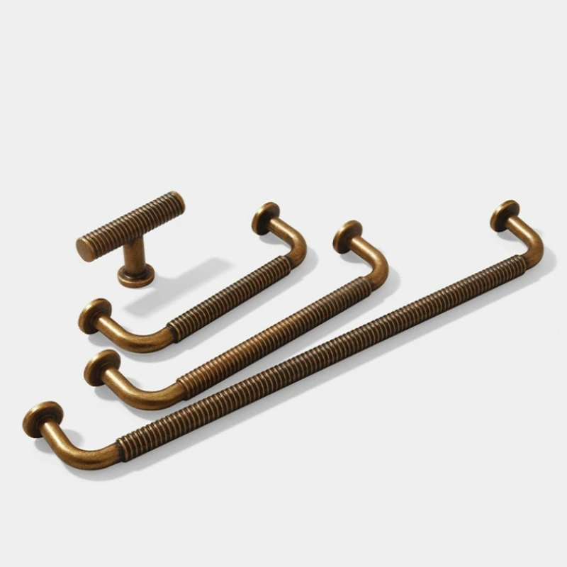 American Vintage Kitchen Cabinet Pulls Threaded Wardrobe Door Handles Single Hole Drawer Knobs Industrial Style Furniture Handle