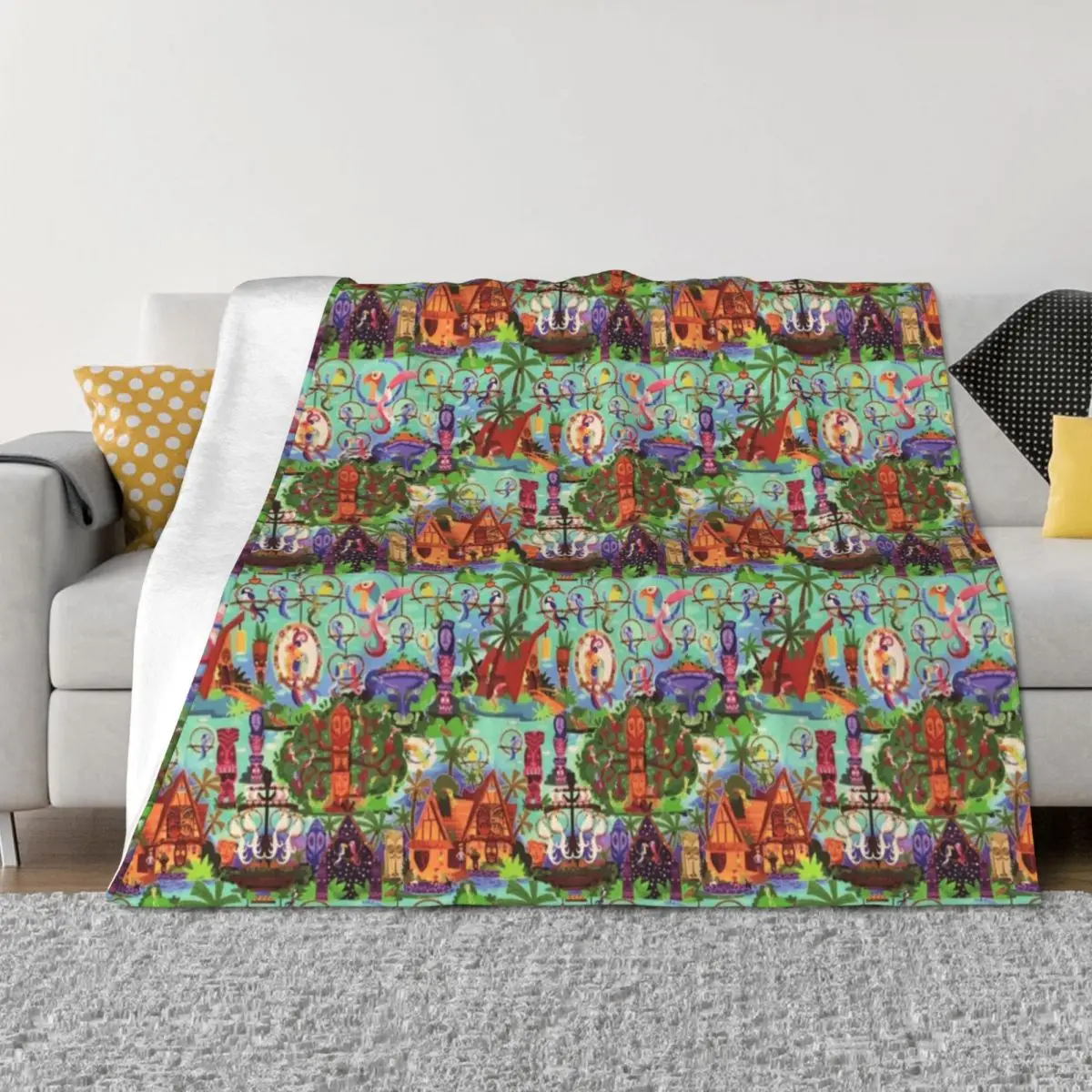 

The ORIGINAL Enchanted Tiki Room Collage Throw Blanket Loose manga Decorative Sofas Soft Big Blankets